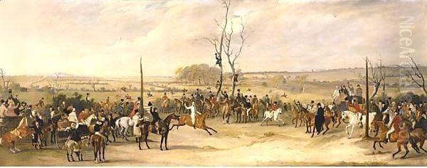 The Finish Of The Match Race Between HolyoakeAs Clinker With Horatio Ross Up And Lord KennedyAs Radical, Ridden By Captain Douglas Oil Painting by John Snr Ferneley