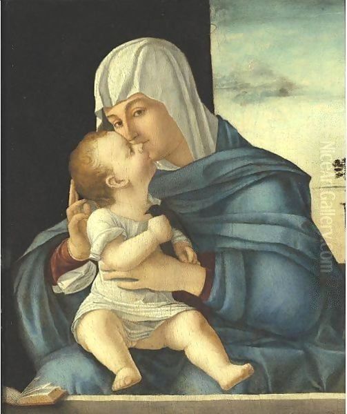 Madonna And Child At A Parapet, A Landscape Beyond Oil Painting by Vittore Carpaccio