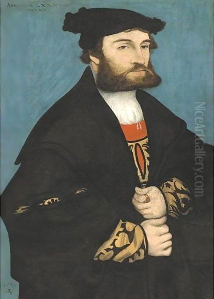 Portrait Of A Bearded Man Age Thirty-Five Oil Painting by Lucas The Elder Cranach