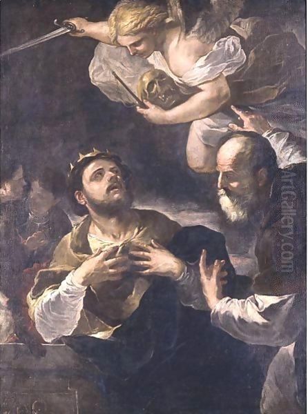 The Prophet Gad Offering King David The Choice Of Three Punishments Famine, Civil War Or Plague Oil Painting by Luca Giordano