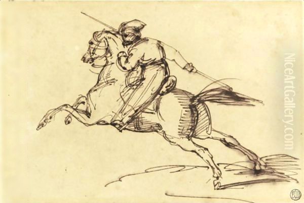 Galloping Cossack Oil Painting by Theodore Gericault