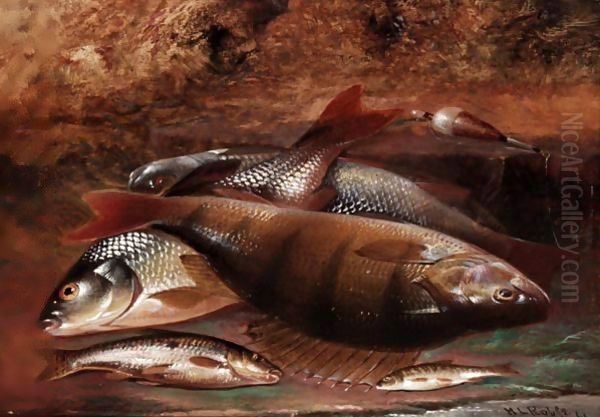 Still Life Of Fish Oil Painting by Henry Leonidas Rolfe