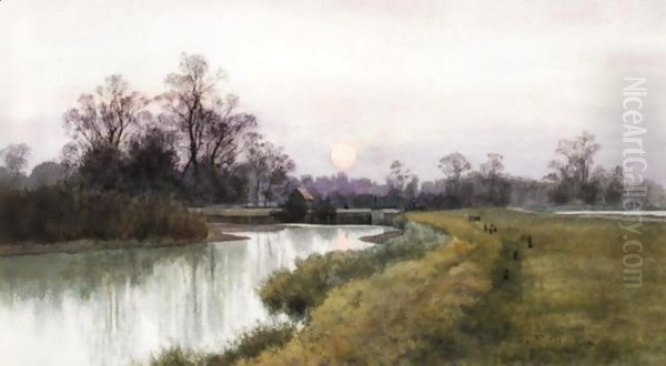 Moonlit River Scene Oil Painting by William Fraser Garden