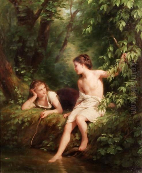 The Woodland Pool Oil Painting by Fritz Zuber-Buhler