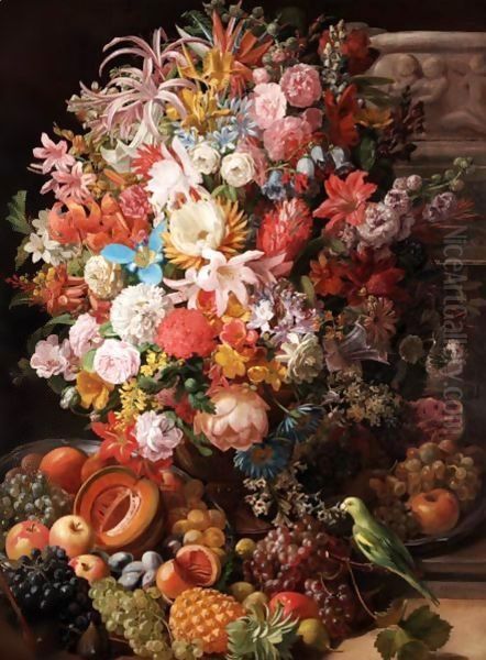 Still Life Of Flowers Oil Painting by Leopold van Stoll