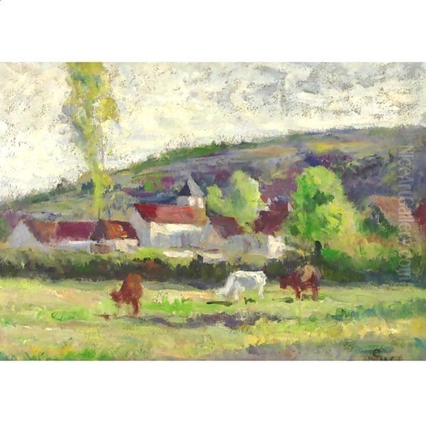 Bessy, Le Clocher Du Village Oil Painting by Maximilien Luce