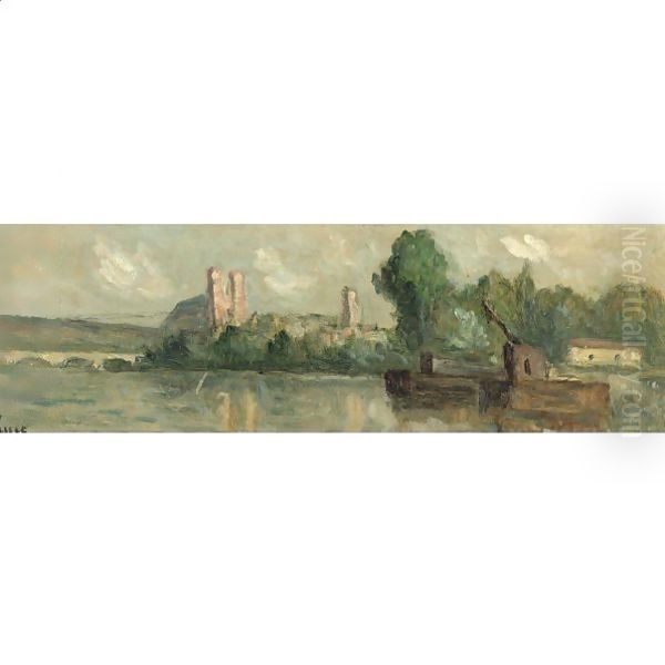 Mantes, L'Eglise Et La Tour Saint-Maclou Oil Painting by Maximilien Luce