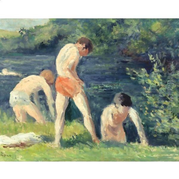 Les Baigneurs Oil Painting by Maximilien Luce