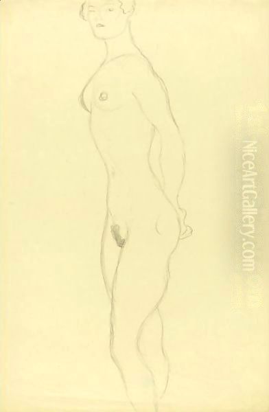 Stehender Akt Nach Links (Standing Nude To The Left) Oil Painting by Gustav Klimt