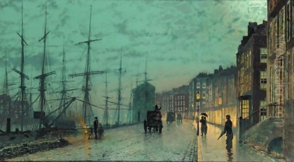 On The Clyde Oil Painting by John Atkinson Grimshaw