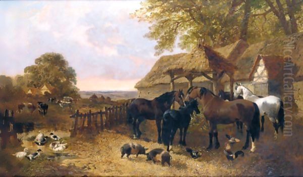 The Stable Yard Oil Painting by John Frederick Herring Snr