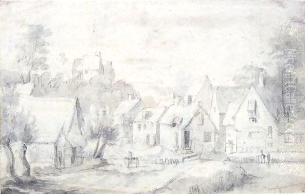 Study Of A Riverside Cottage Oil Painting by David The Younger Teniers