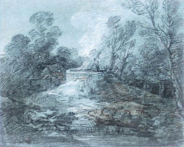 Wooded Landscape With Figure, Lime Kiln And Farm Building Oil Painting by Thomas Gainsborough