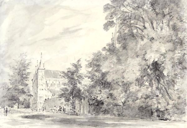 Salisbury Cathedral From Lower Marsh Close Oil Painting by John Constable