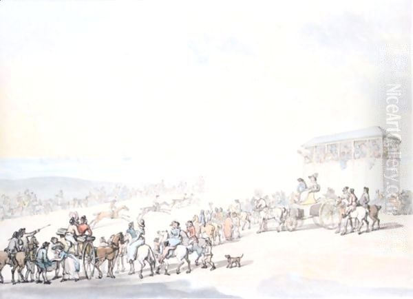 Brighton Races Oil Painting by Thomas Rowlandson