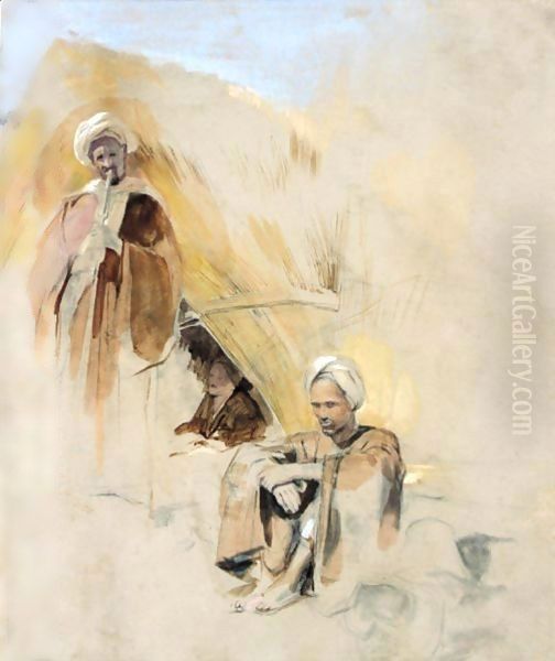 Study Of Bedouins By A Dwelling Oil Painting by John Frederick Lewis