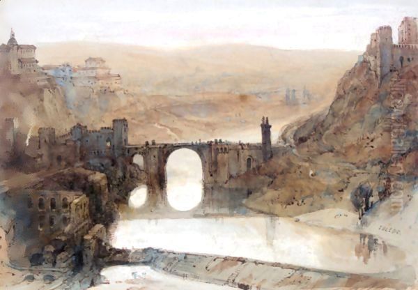 The Bridge Of Toledo Oil Painting by David Roberts