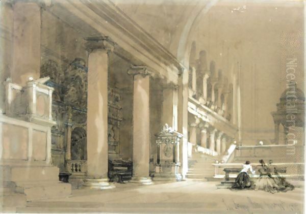 Interior Of The Church Of San Lorenzo, Rome Oil Painting by David Roberts