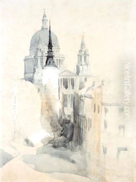 St Paul's Cathedral, London Oil Painting by David Roberts