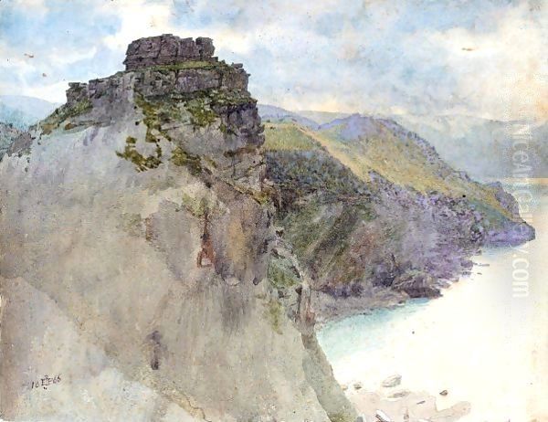 Castle Rock, Lynton, Devon Oil Painting by Sir Edward John Poynter