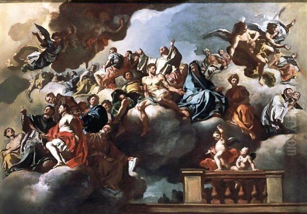 Saints And Prophets In Glory With Putti Oil Painting by Francesco Solimena