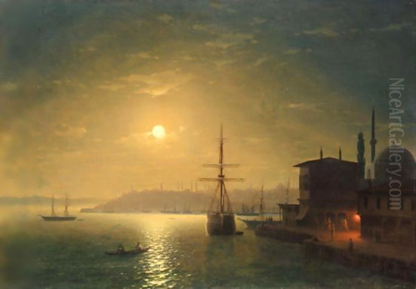 Constantinople By Moonlight Oil Painting by Ivan Konstantinovich Aivazovsky