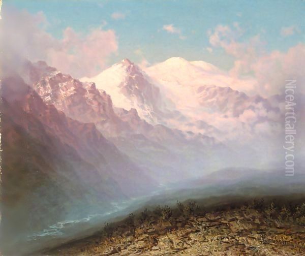 View Of Mount Elbrus In The Caucasus Oil Painting by Ilya Nikolaevich Zankovsky