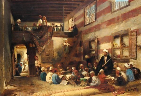 In The Classroom Oil Painting by Konstantin Egorovich Egorovich Makovsky