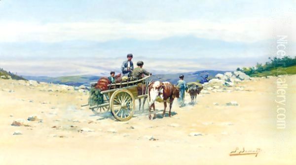 Travellers In The Mountains Oil Painting by Richard Karlovich Zommer