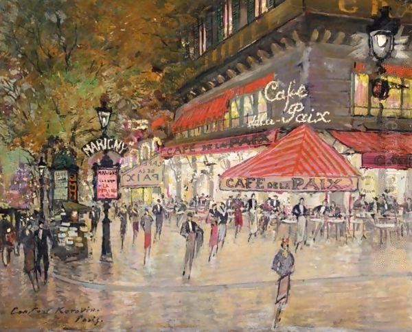 Place De L'opera 2 Oil Painting by Konstantin Alexeievitch Korovin