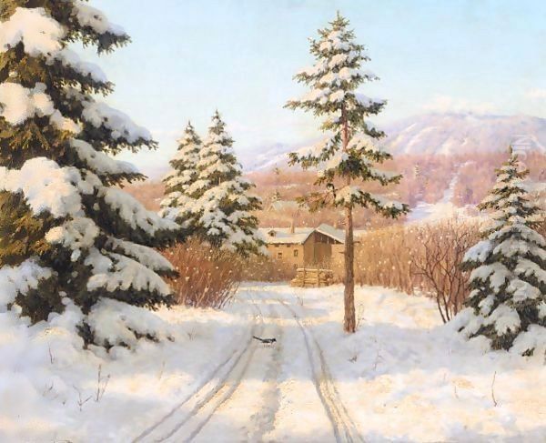 Winter Sun Oil Painting by Boris Vasilievich Bessonov