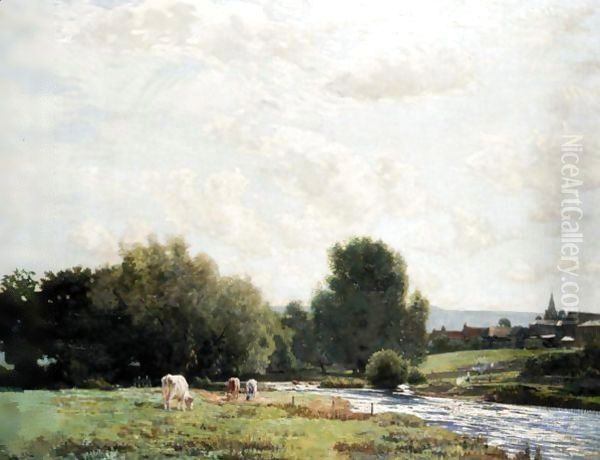 A View Of East Linton Oil Painting by Robert Noble