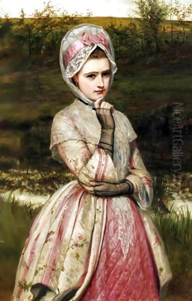 A Young Beauty Oil Painting by Charles Sillem Lidderdale