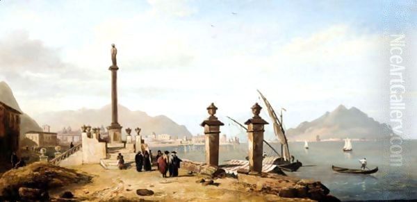 Italian View Oil Painting by William James Muller