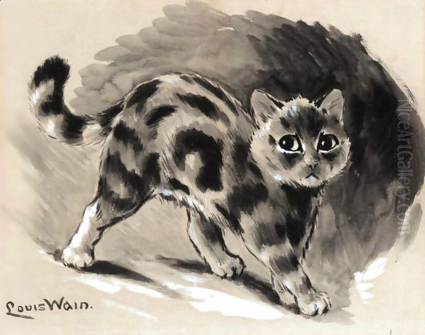 Study Of A Kitten Oil Painting by Louis Wain