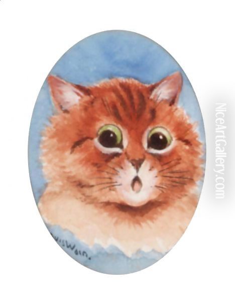 Study Of Cats Head'S Oil Painting by Louis Wain