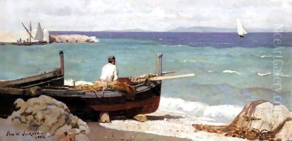 Breezy Day At Capri Oil Painting by Frederick William Jackson