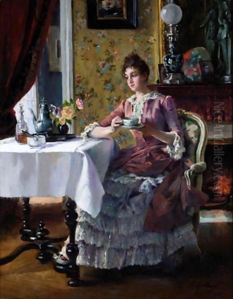 Tea Time Oil Painting by Edouard Gelhay