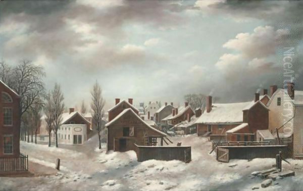 Winter Scene In Brooklyn Oil Painting by Francis Guy