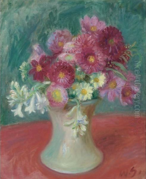 Bouquet Of Cosmos Oil Painting by William Glackens