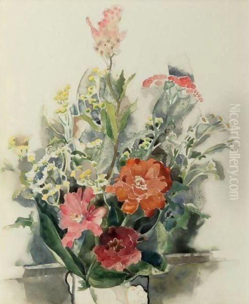 Zinnia Bouquet Oil Painting by Charles Demuth