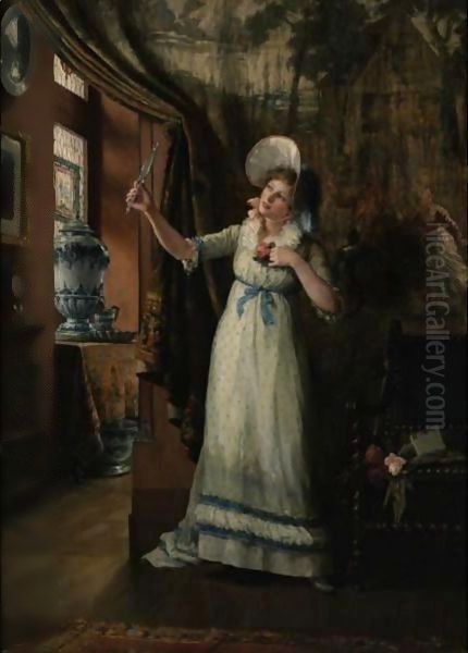 In Anticipation Of The Invitation Oil Painting by Jennie Augusta Brownscombe