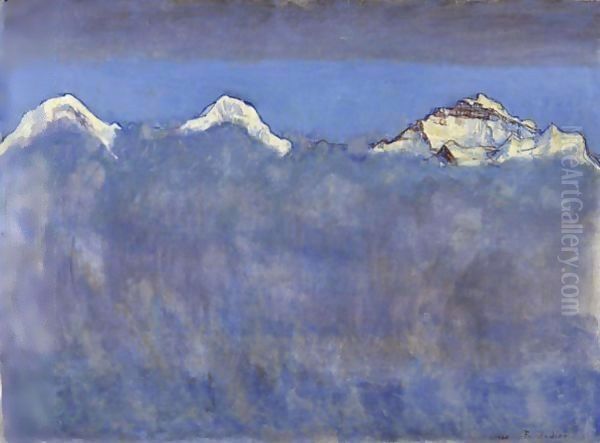 Eiger, Monk And Virgin Above A Sea Of Fog, 1908 Oil Painting by Ferdinand Hodler