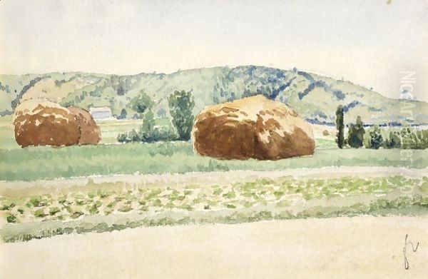 The Hay Stacks Oil Painting by Felix Edouard Vallotton