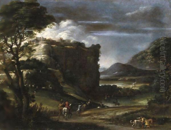 Paesaggio Con Scena Di Caccia Oil Painting by Annibale Carracci