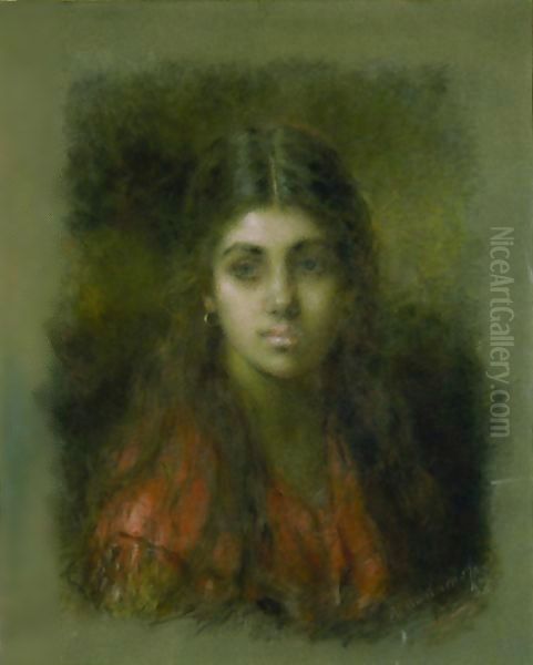 Young Beauty 2 Oil Painting by Alexei Alexeivich Harlamoff