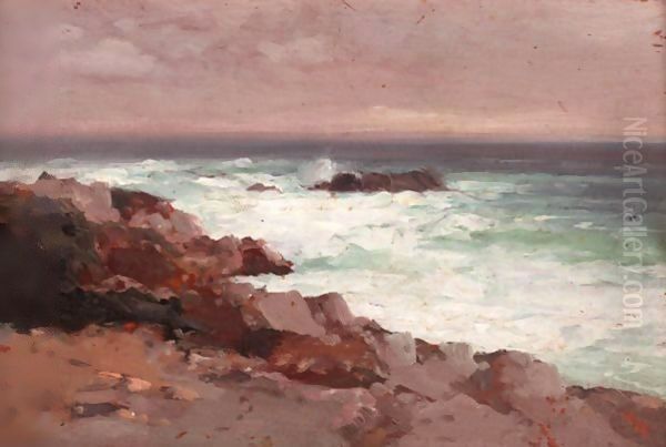 Waves Breaking On The Rocks Oil Painting by Aleksei Vasilievich Hanzen