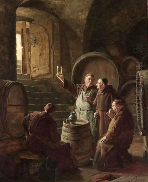 Tasting The Wine Oil Painting by Eduard Von Grutzner