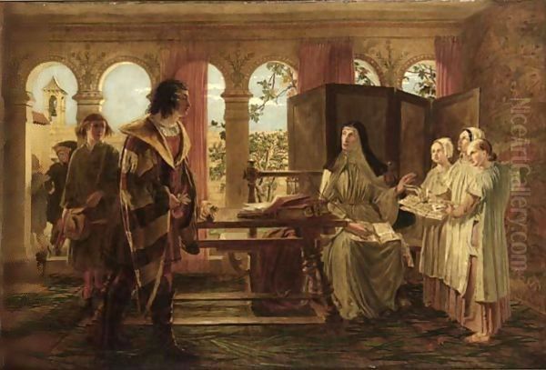 Boccaccio's Visit To Dante's Daughter Oil Painting by William Bell Scott