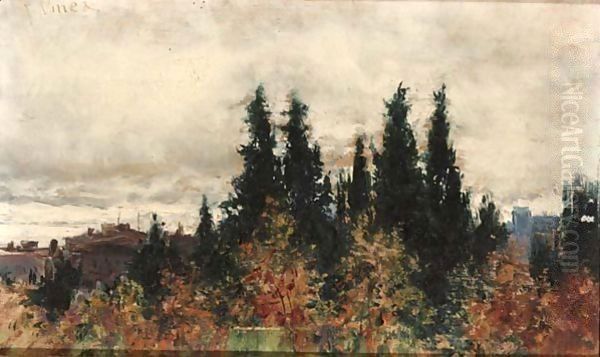 View Of A Landscape Oil Painting by Italian School